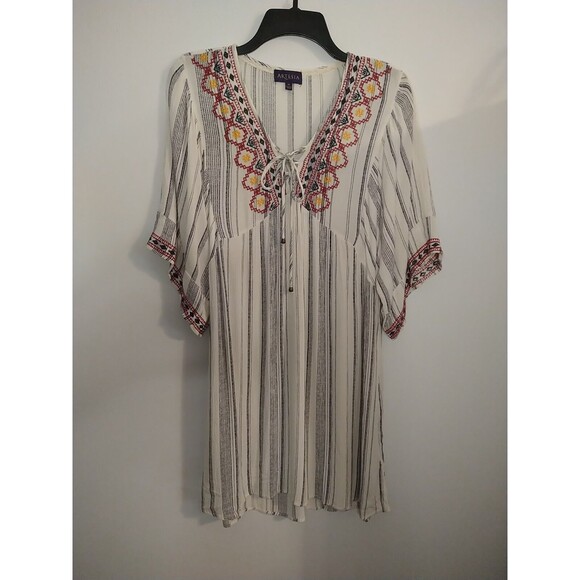 Artesia embroidered Vneck Dress MD Bohemian Beachy Feminine cottage core - Picture 1 of 10